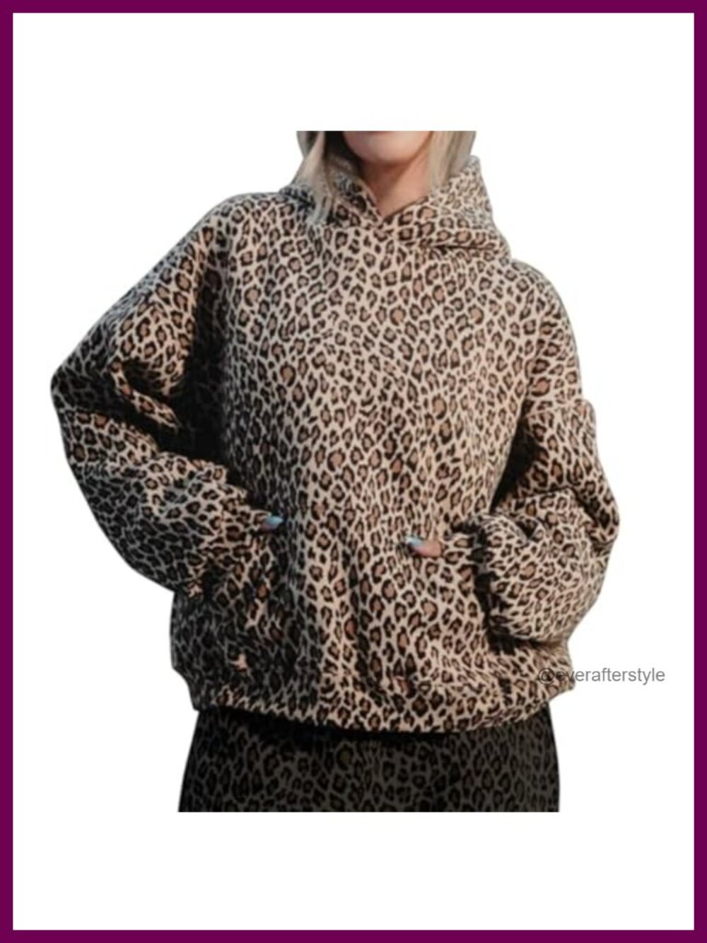 Oversized Leopard Print Hoodie Pullover Sweatshirt Y2K